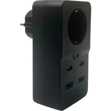 K-Yonlineticaret Isıya Dayanıklı Termal Akım Korumalı 1 Priz Girişli 2 USB Girişli 2 Type-C Girişli