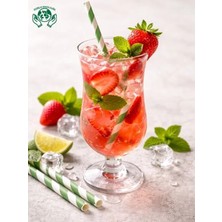 Zorlu Ekolojik Ürünler  Yeşil Beyaz Çizgili Desenli Kağıt Pipet 8x200 mm 100 Adet Party Concept