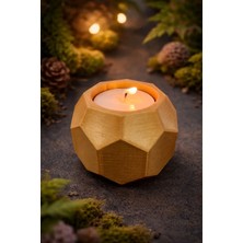 LUNALAB3D Modern Geometrik Tealight Mumluk - Ipeksi Altın Sarısı