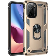 Magicool Xiaomi Poco F3 Kılıf Sofya Yüzüklü Silikon Kapak - Gold