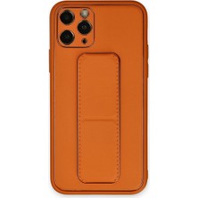 Magicool Iphone 11 Pro Kılıf Coco Deri Standlı Kapak - Turuncu