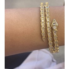Mi Brillo Accessories Marka muadili zirkon taşlı yılan kelepçe bileklik