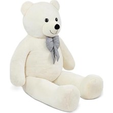 Renklimestore 160 cm Dev Pelüş Ayı, Papyonlu ve Sarılmalık, Yumuşak ve Sevimli Büyük Boy, Sevgiliye Hediye (Krem)