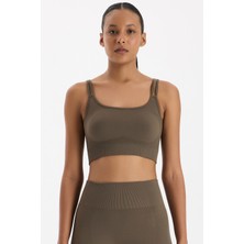 COMEUP Jakar Detaylı Çift Askılı Sporcu Sütyeni Küllü Haki