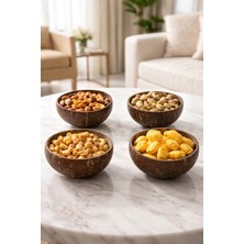 Yzhome 4 Adet Hindistan Cevizi Kasesi Jumbo El Yapımı Doğal Salata ve Çerezlik Mat