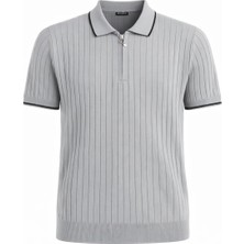 Plus Scorpion Erkek Fermuarlı Polo Yaka Triko Tişört Regular Fit Modern Klasik