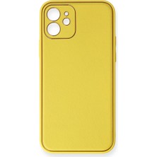 Magicool Iphone 12 Kılıf Coco Deri Silikon Kapak - Sarı