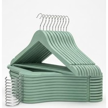 Renklimestore 6 Adet Ahşap Görünümlü 360° Döner Plastik Elbise Askısı | Esnek ve Dayanıklı Mont Kaban Askısı | Ağır Hizmet Tipi Gardrop Içi Kıyafet Askısı (6, Yeşil)