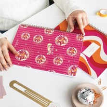 Renklimestore A4 Spiralli Karton Kapak 2’li Set Kareli Okul Defteri 80 Yaprak, Ders Programlı Retro Disko