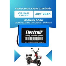 Electroll Motolux Gogo Uyumlu Batarya (Standart Kapasite) Lifepo4 48V 20AH Elektrikli Motorsiklet Bataryası