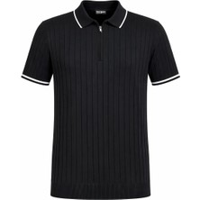 Plus Scorpion Erkek Fermuarlı Polo Yaka Triko Tişört Regular Fit Modern Klasik