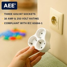 Renklimestore Beyaz 3'lü Priz - Model - 250V 16A 2p+~ - Ts Iec 60884-1 & Iso 9001:2008 Sertifikalı