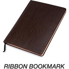 Renklimestore Sert Kapaklı Defter, Büyük Pu Deri Yazı Defteri, 18,5 x 25,5 Cm, 100 Parşömen Tarzı Çizgili Çarşaf (200 Sayfa), Koyu Kahverengi