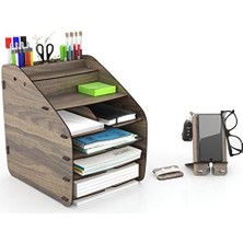 Renklimestore Otto Large Modest - 6 Renk A4 Evrak Rafı Masaüstü Organizer Düzenleyici (Ceviz)