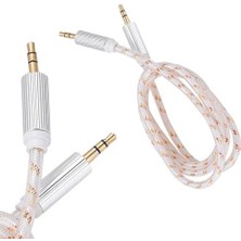 Renklimestore 3.5mm Erkek-Erkek 1 Metre Kutulu Altın Örgülü Aux Kablo, Ses Kablosu, Yüksek Kaliteli Ses Iletimi