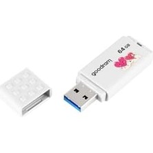 Renklimestore Goodram 64GB USB Bellek USB 3.2 Gen 1 Bellek, 60MB/S Okuma Hızı, 20MB/S Yazma Hızı, 0°c – 70°c Çalışma Sıcaklığı, Windows, Macos, Linux Uyumlu, Sevgililer Günü Baskılı, UME3-0640W0R11-V, Beyaz