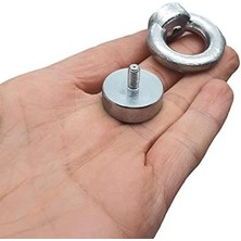 Renklimestore Çok Güçlü Deniz Mıknatısı - Fishing Magnet - Daimi Çelik Mıknatıs - Halkalı Pot Mıknatıs - Nikel Kaplı - Paslanmaz - Kararma Yapmaz - Tuzlu Suya Dayanıklı (Ø25 mm (15 Kg))