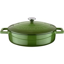 Renklimestore Metal Döküm Çok Amaçlı Yayvan Tencere, Trendy, 24 Cm, 2.47 L, Yeşil