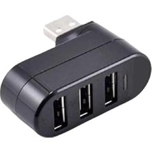 Renklimestore 3 Port 180 Dirsek USB Hub Çoğaltıcı Çoklayıcı USB 2.0 Çoklama