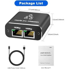 Renklimestore 1 Gigabit Ethernet Anahtarı 2 Bağlantı Noktalı 1000MBPS, 1 Ila 2 Ethernet Splitter, Lan Ağ Anahtarı 1-2 Gigabit Ağ Bölücü, Bilgisayar, Hub, Anahtar, Yönlendirici ZR861