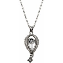 Stainless Steel Taşlı Kalp Kafes Madalyon Kolye