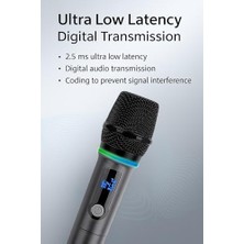 Renklimestore Rgb Işıklı Uhf Kablosuz Mikrofon Seti – Çift El Mikrofonu ve Alıcı, Düşük Gecikmeli Dijital Ses, 50M Mesafe, Sahne Karaoke Sunum Canlı Yayın Için | Wn-08