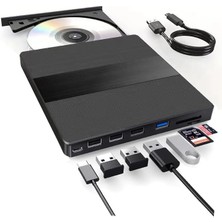 Renklimestore 7in1 Harici USB 3.0 ve Type-C Dvd-Rom Dvd-Rw Optik Sürücü, USB ve Type C Kablolu, Pc, Tablet, DVD Player, Desenli Tasarım Ultra Slim CD Rom Okuyucu CV540