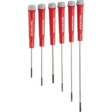 Renklimestore 4500008106 Elektronikçi Tip Klemens Tornavidalar, 6'lı, Krom Vanadyum Çelik, Kırmızı