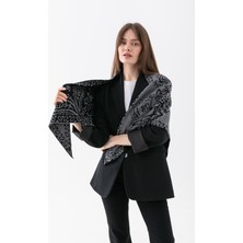 Wega Moda Desenli Üçgen Çift Taraflı Omuz Şalı – Kadın Triko Atkı