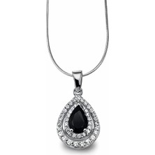 Stainless Steel Halo (Etrafı Taşlı) Damla Kolye