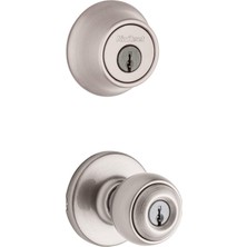 Renklimestore 690 Polo Entry Knob And Cylinder Deadbolt Combo Pack In Satin Nickel