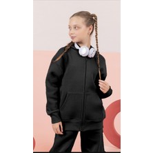 Rapapa Çocuk Şardonlu  Kapüşonlu Fermuarlı Sweatshirt – Günlük Rahat HIRKA-9647