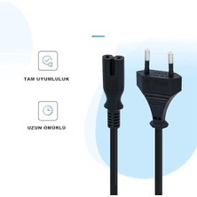 Renklimestore Ps3 / Ps4 / Ps5 / Xbox Series S-X Uyumlu Güç Kablosu 1.5 Metre 2pin Güç Kablosu Projeksiyon - Monitör - Tv 2pin Güç Kablosu Teyp Fişi (1)
