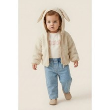 Mininio Kız Bebek Peluş Montlu 3'lü Takım  - Bej