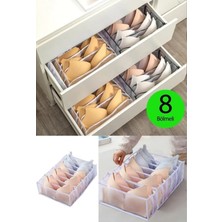 Renklimestore Aee Sütyen Düzenleyici Çekmece Içi Düzenleyici Organizer 8 Bölmeli Şeffaf Beyaz