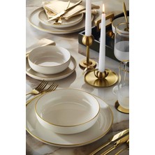 Renklimestore Porselen 8 Parça 2 Kişilik Yemek Takımı, Altın Fileli