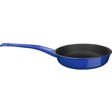 Renklimestore Metal Döküm Kızartma Tavası, Metal Saplı, 24 Cm, Mavi