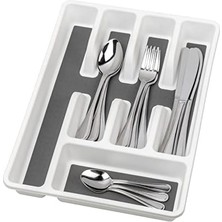 Renklimestore Kaymaz Çatal Bıçak Tepsisi - Çekmeceler Için Çatal Bıçak Tepsisi, Polipropilen, 26,5 x 5 x 36,5 Cm, Beyaz