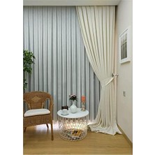 Renklimestore Ekru Düz Renk Fon Perde, Pilesiz Düz Dikim, Tek Kanat 80 x 250 cm