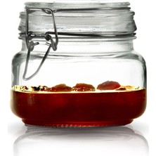 Çeyizde Korken Kare Kavanoz 500 ml Vakumlu Kilitli Cam Saklama Kavanozu