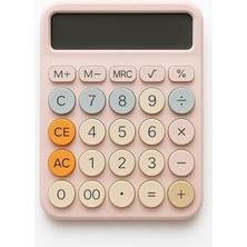 Renklimestore 12 Haneli Renkli Hesap Makinesi Pinterest Tarzı Yuvarlak Tuşlu Beyaz Masaüstü Hesap Makinesi 4 Fonksiyonlu Pil Dahil Ofis Okul ve Ev Kullanımı Için Uygun (Pembe)