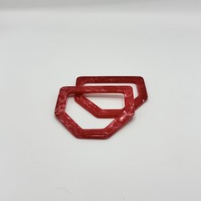 Aynalı Altıgen Akrilik Sap Kırmızı