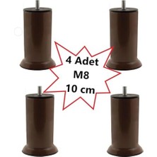 Renklimestore Mobilya Kanepe Koltuk Çekyat Yükseltme Ayağı Ince Diş M8 Kahverengi Plastik 10 cm 4 Adet