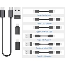 Renklimestore Aksesaurcı 7 In 1 Çok Işlevli USB C Adaptör Seti Type-C, Usb, Micro Light-Ning Port, Seyahat Için USB Kablosu Sim Kart, Hafıza Kartı Saklama Kutusu, Kameralar ve Daha Fazlası Için