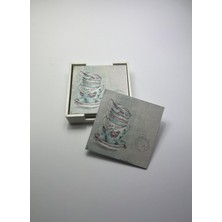 Renklimestore 6’lı Ahşap Bardak Altlığı Seti (Kutulu - Fincan Desenli)