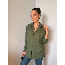 Haki Basic Keten Gömlek