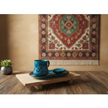 Meya Design Çinili Seramik Fincan ve Tabak Seti – El Işçiliği Dekoratif Kahve Fincanı