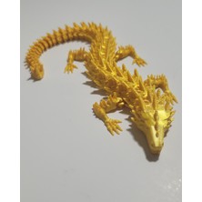 20 cm 3D Baskı Altın Ejderha Figürü – Eklemli Dragon Biblo – Dekoratif Mitolojik Masaüstü Süs