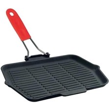 Renklimestore Döküm Kare Sığ Izgara Tavası Silikon Tel Saplı Ölçü 24X24CM.