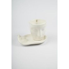 Renklimestore Life 260 ml Yüz Şekilli Seramik Beyaz Kupa Takımı MIT1081